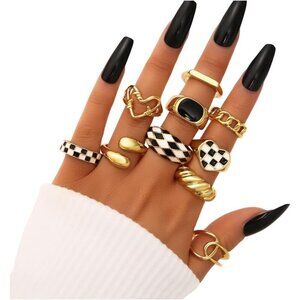 💫 Women Gold Knuckle Ring 18K Plated Open Stacking Adjustable Chunky Rings Gift